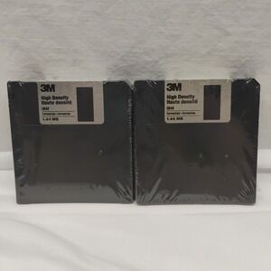 3M High Density Diskette 2X Five Pack Plastic Seal Vintage 3.5" Floppy Disc